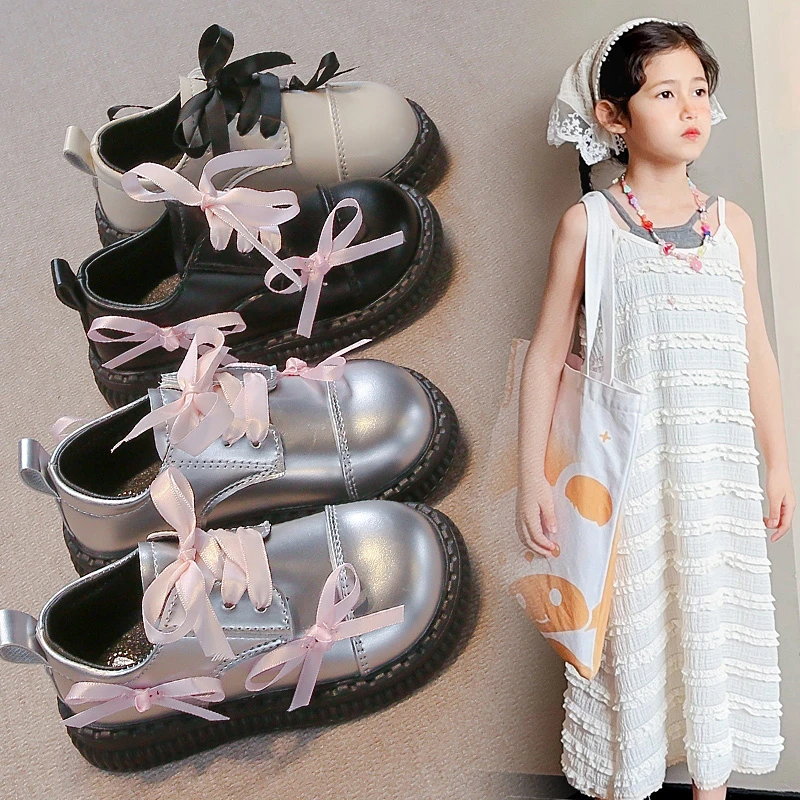 女童小公主皮鞋2025秋季新款中小童学生女孩银色浅口舞蹈单鞋316
