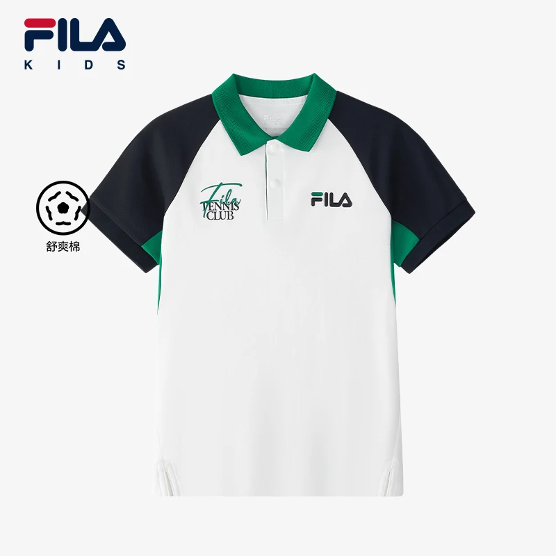 【斐乐儿童网球】2025夏季中大童舒适针织短袖网球POLO衫K12B523126