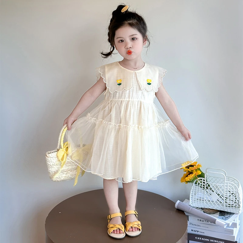 女童连衣裙夏季2025新款女宝宝郁金香裙子夏装小童儿童公主裙夏日