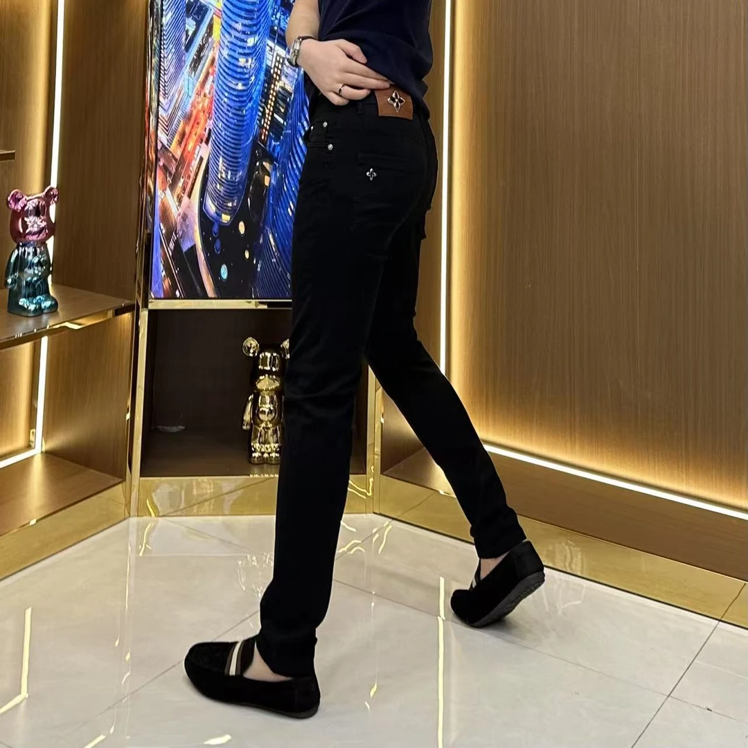 男士秋冬高弹力牛仔裤男士时尚潮流弹力简约修身百搭牛仔裤