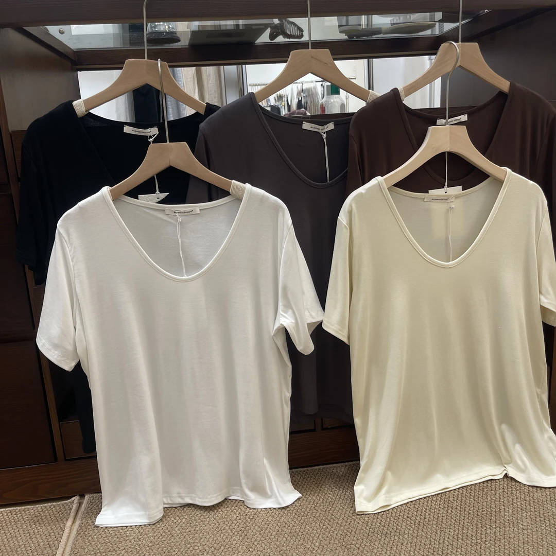 李真一LZY/ADJLKFMJAF【面膜T恤】夏季时尚百搭简约纯色V领T