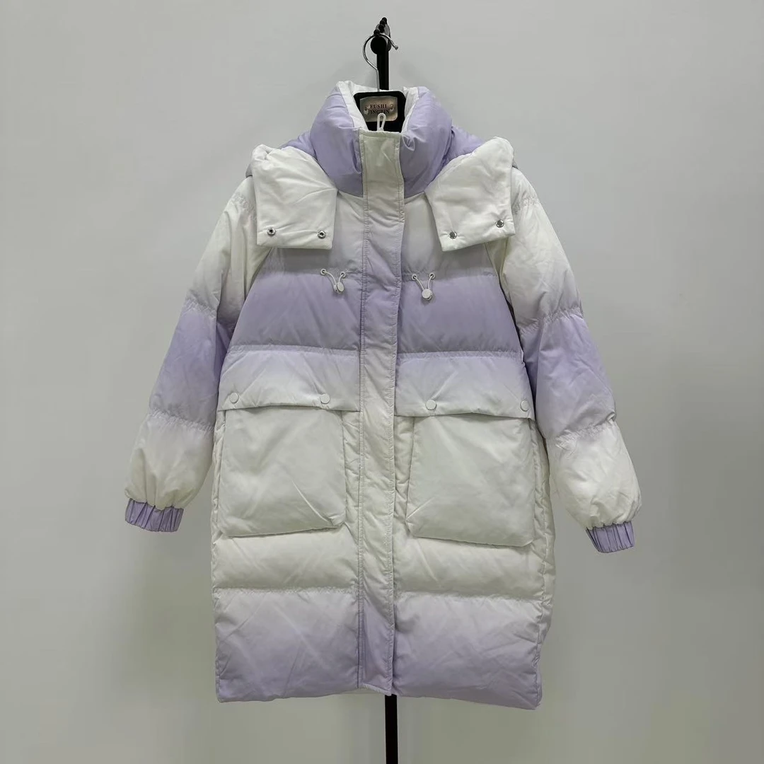 2024冬新款紫色渐变羽绒服女短款时尚洋气减龄外套YS088