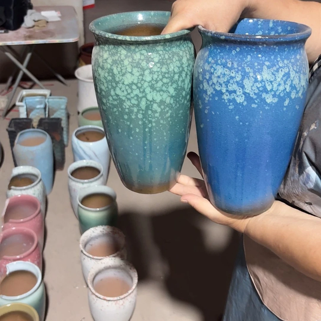 紫砂花盆口15高25两个