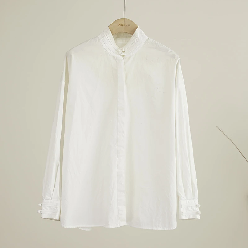 80支进口料100%棉新中式国风刺绣女士衬衫（240039）