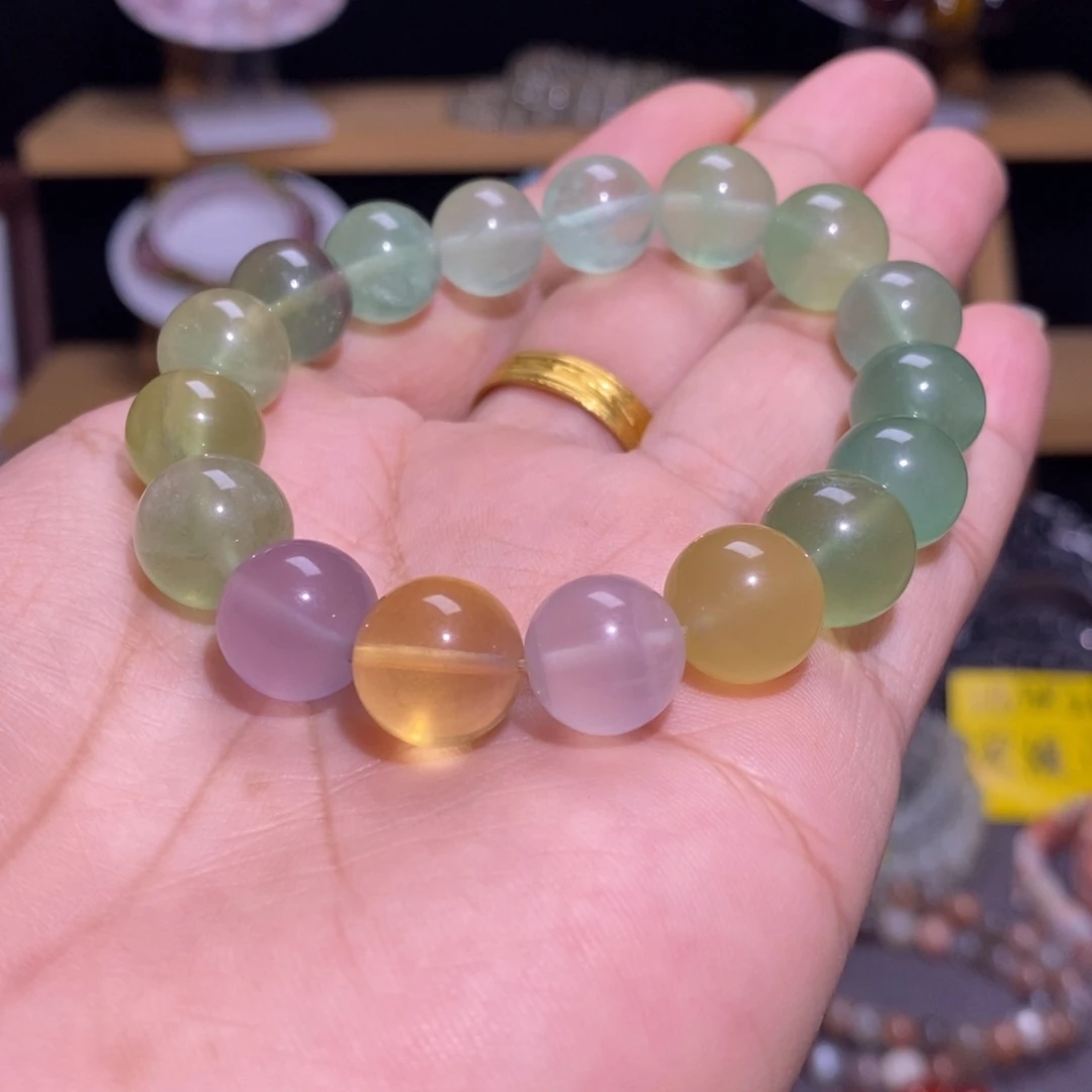 水晶手串未镶嵌6 绿萤石 11-12+