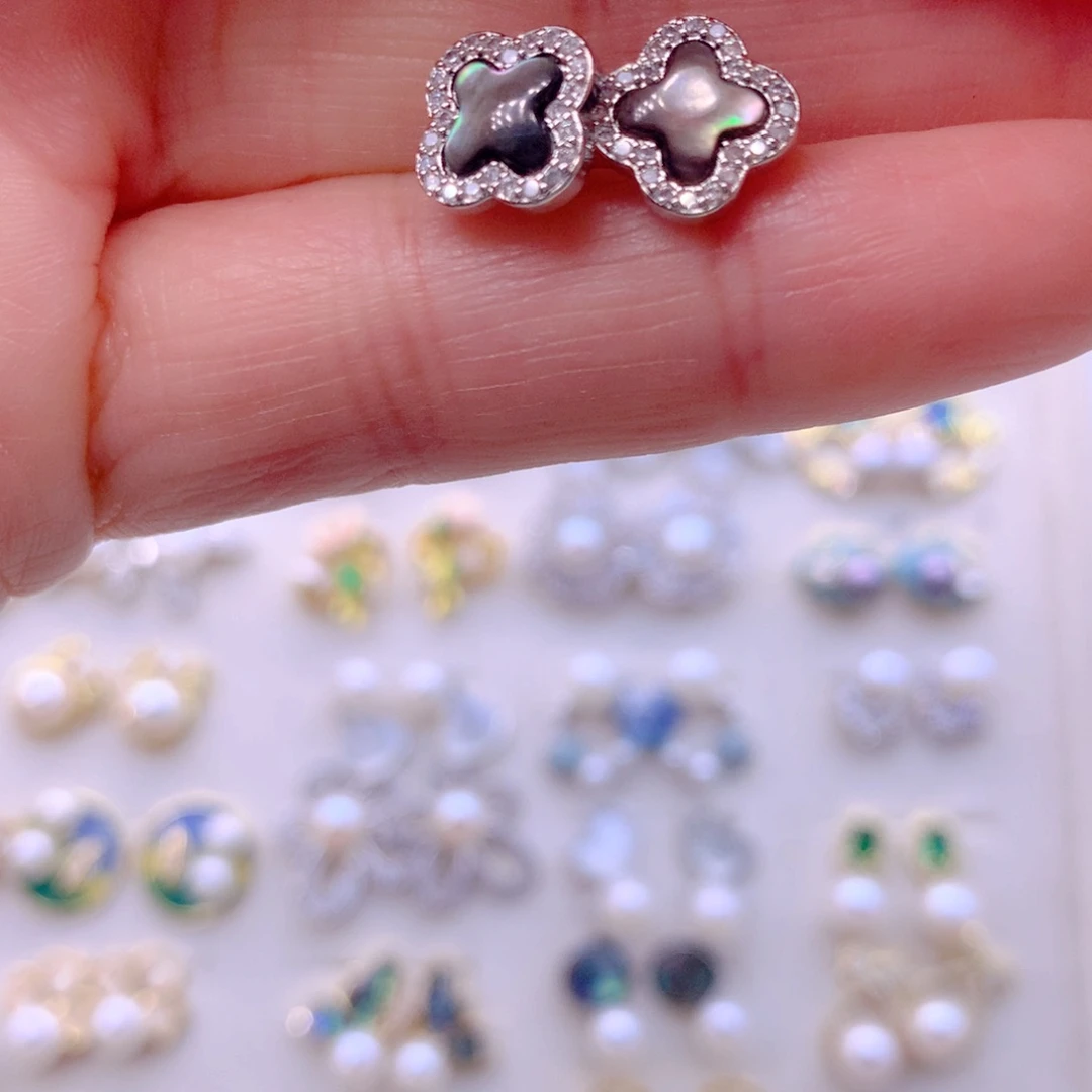 合金淡水珍珠耳饰