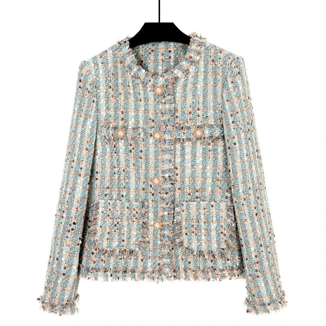 【萤火之森】2025春季新款小香风气质法式粗花呢女外套上衣