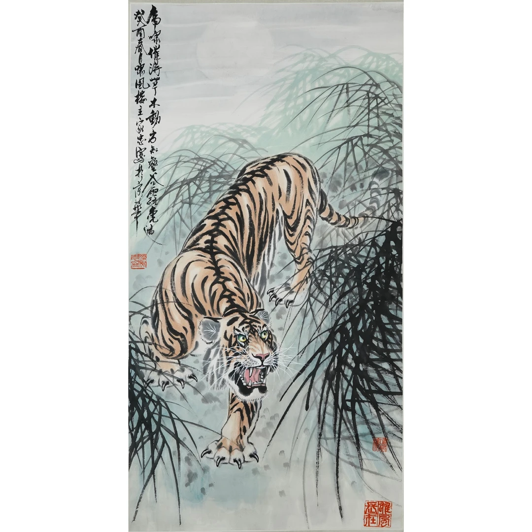 梁 家 忠--虎 设色纸本立轴 99×49.5cm