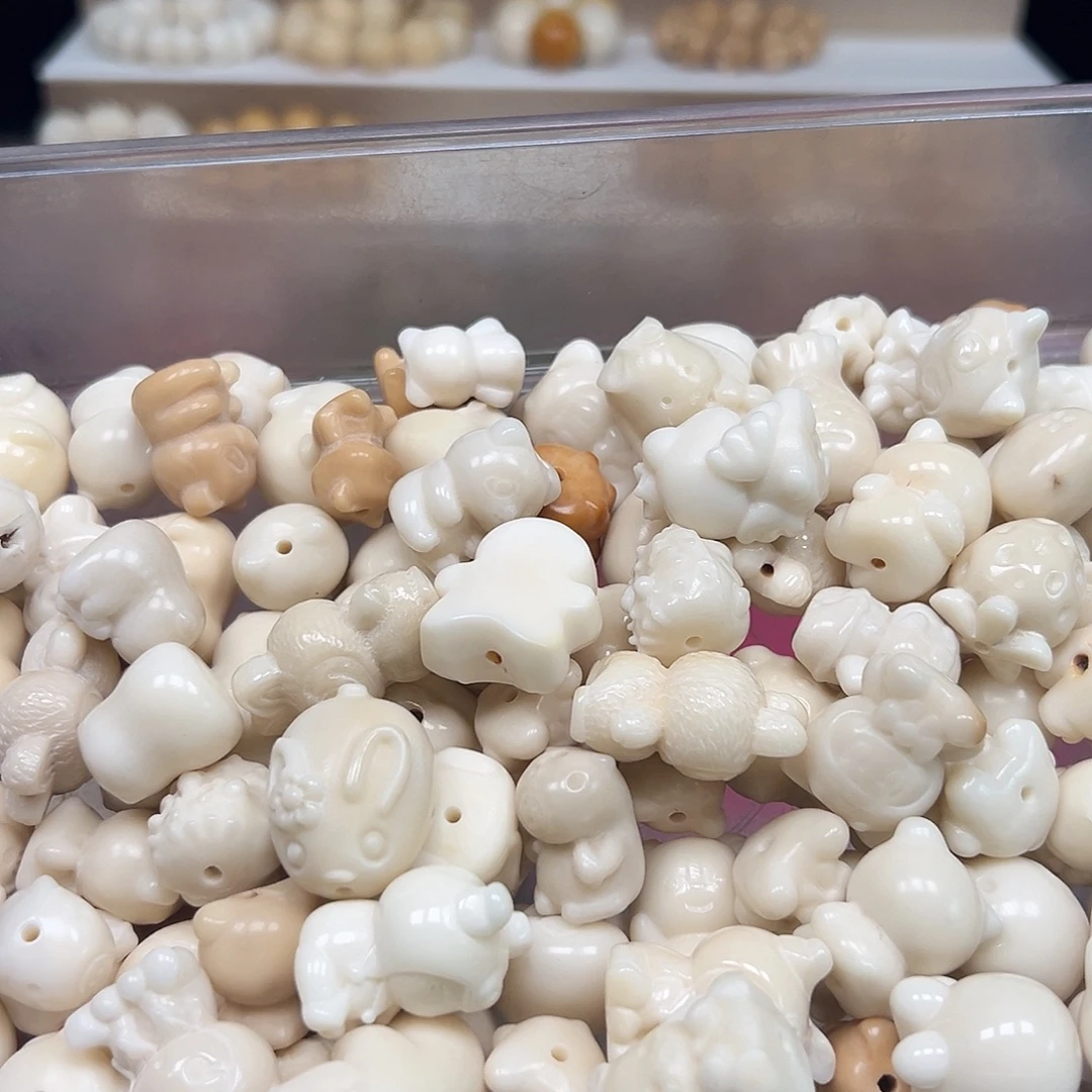 菩提根/象牙果手串瑕疵动物混100颗表面孔道有裂不售后