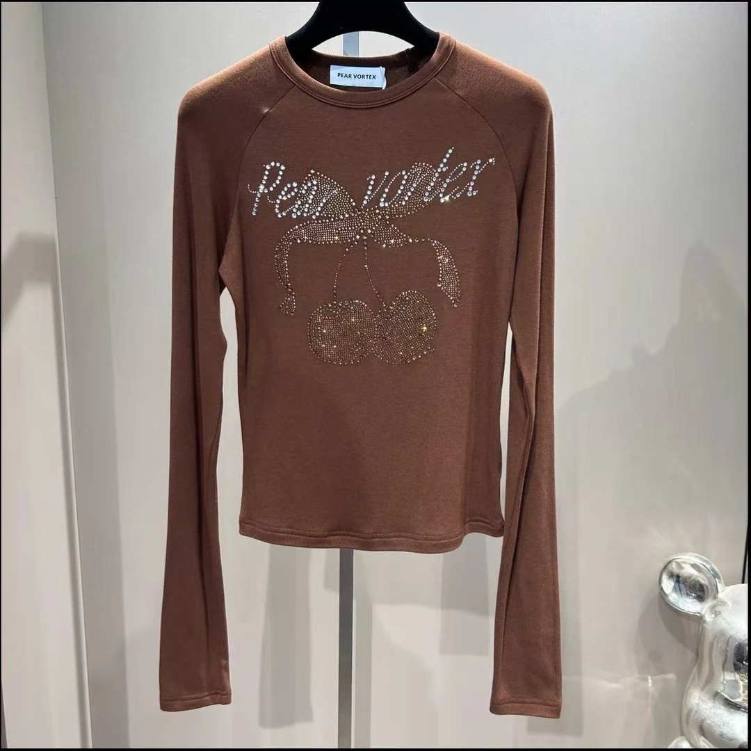 【YY】CT19-04早秋新款印花时尚长袖棉t恤女百搭短打底上衣