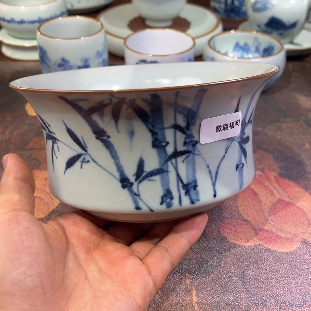 杯天青青花水洗微瑕