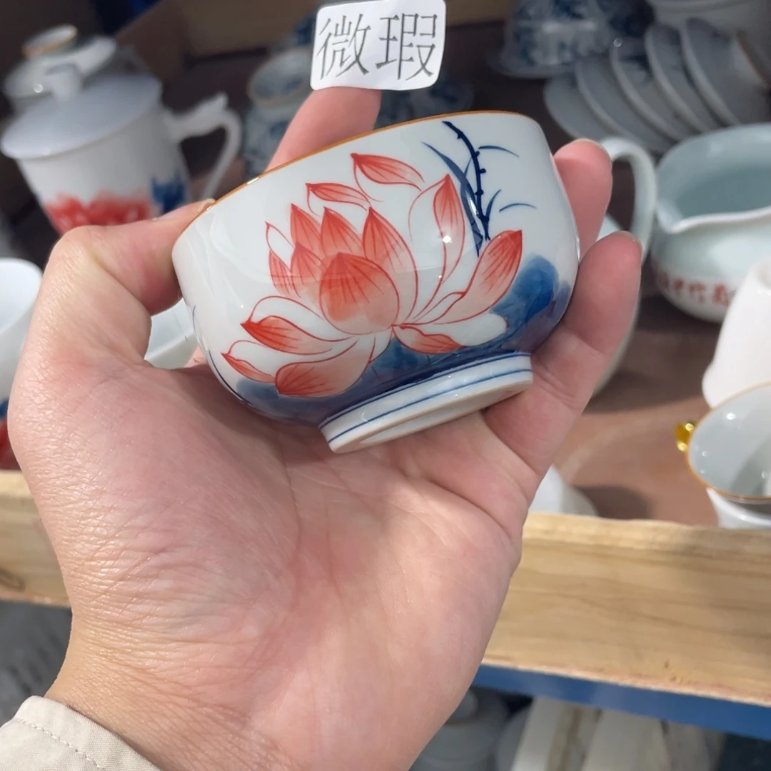 釉下手绘茶具微瑕