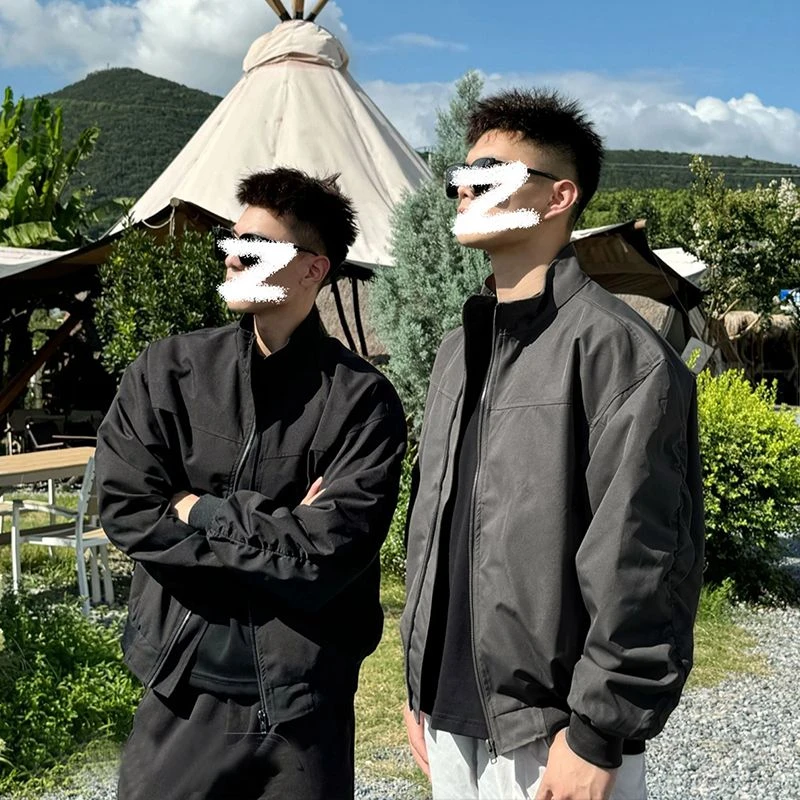 2025新款美式高街潮牌cleanfit立领百搭夹克男生户外休闲上衣外套