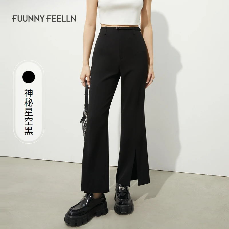 【达人专属】FF||仿佛高腰休闲裤直筒马蹄裤微喇气质FV00813