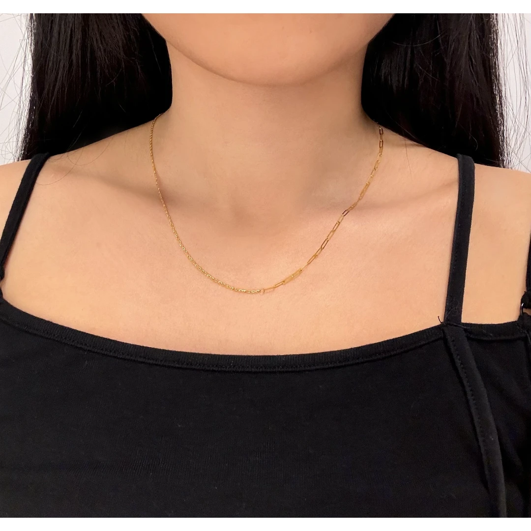 18k麻花+卡链AB项链45cm