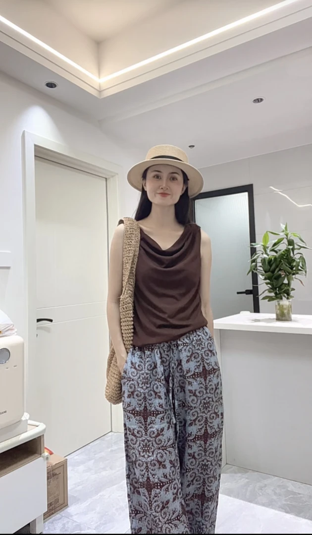 亚麻印花波西米亚度假风套装