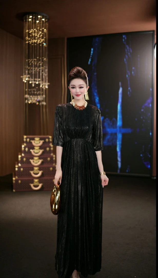 (娴儿)-气质高贵轻奢显瘦设计师连衣裙D727