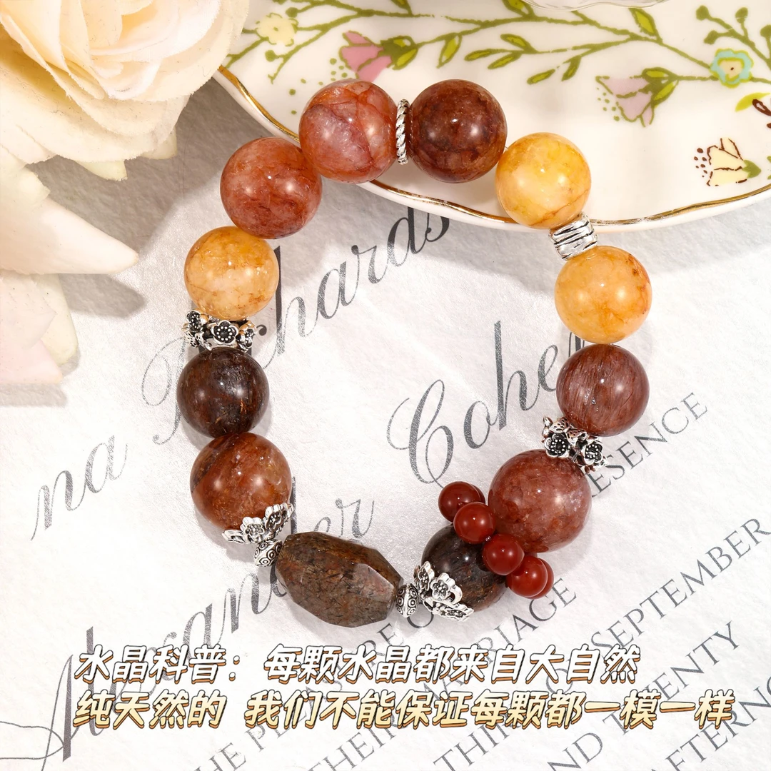 SJ-1268 黑金超 黑金超随形 胶花 南红玛瑙 水晶时尚手串