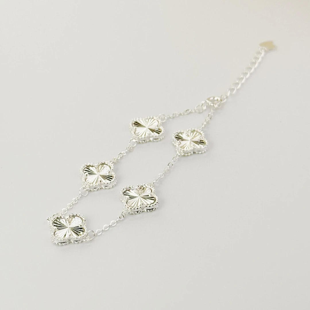 足银手链 镭射四叶草手链·足银·熹棠气质纯银时尚百搭