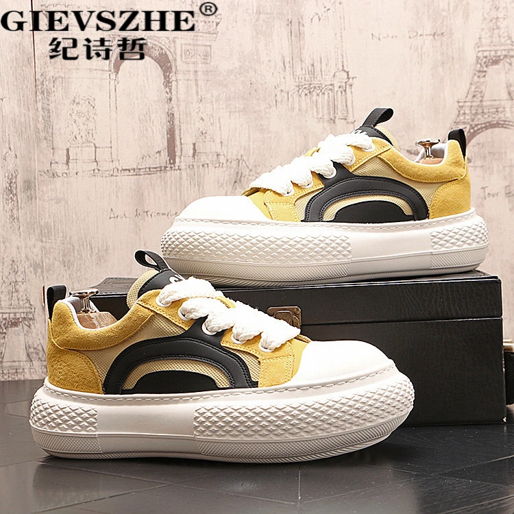 纪诗哲大头网面透气帆布鞋男新款拼色时尚休闲鞋时尚百搭小众板鞋