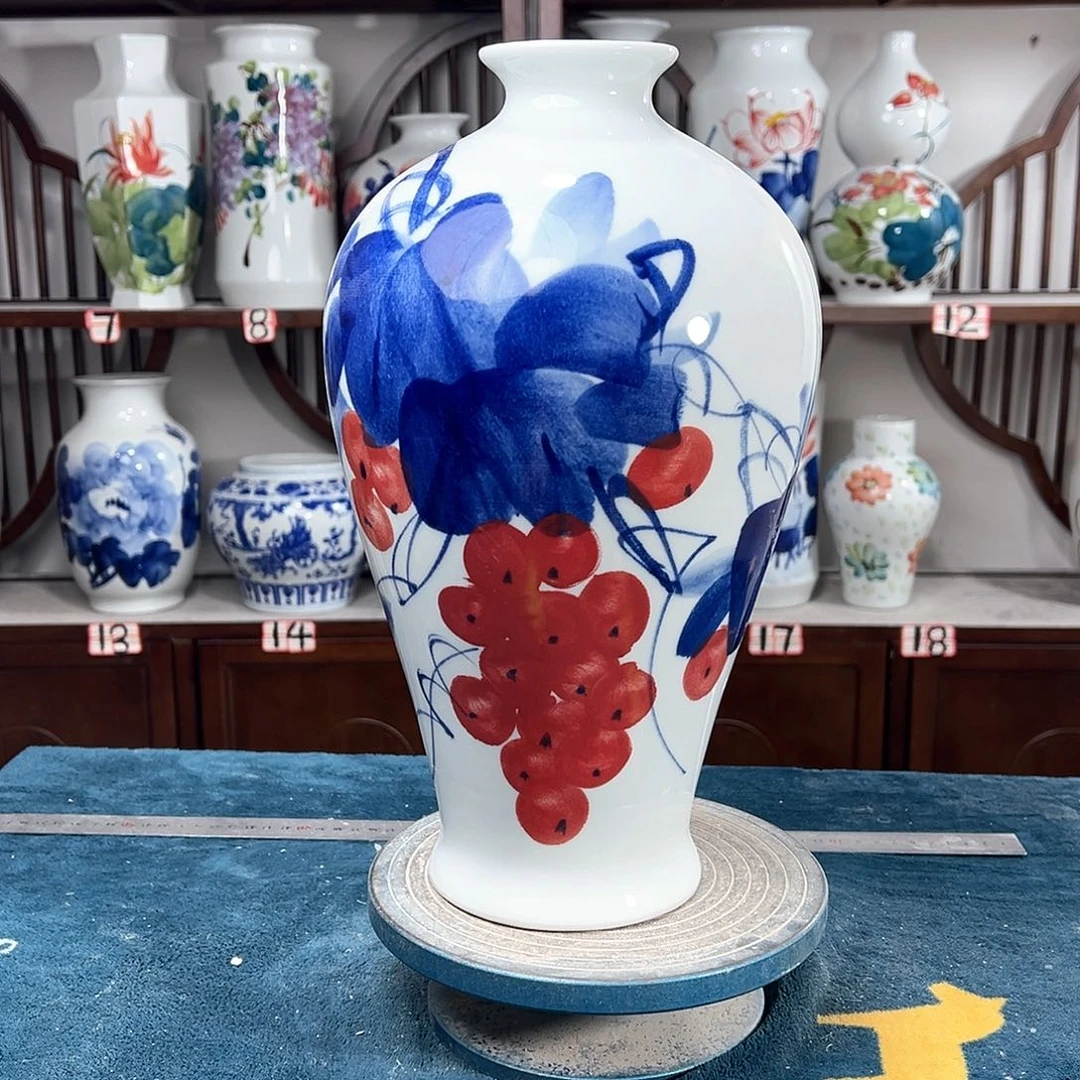 摆件景德镇陶瓷梅红浦