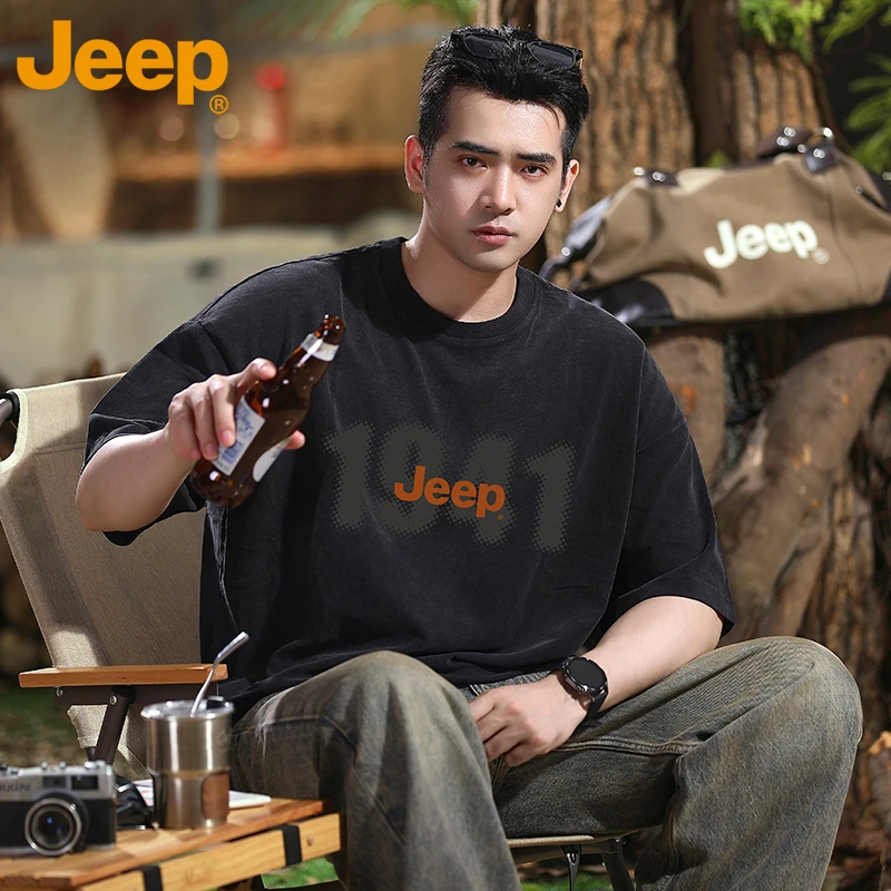 JEEP/吉普短袖T恤男夏季2025新款宽松潮牌半袖体恤套头衫男装