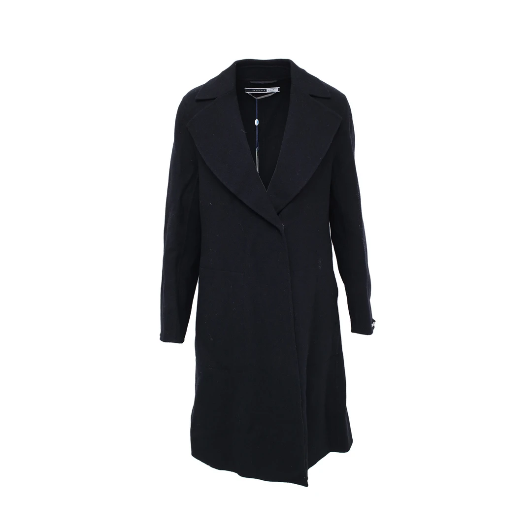 95新 MaxMara 【lu】 黑色 羊毛 SPORTMAX 长款系带 大衣P254216520