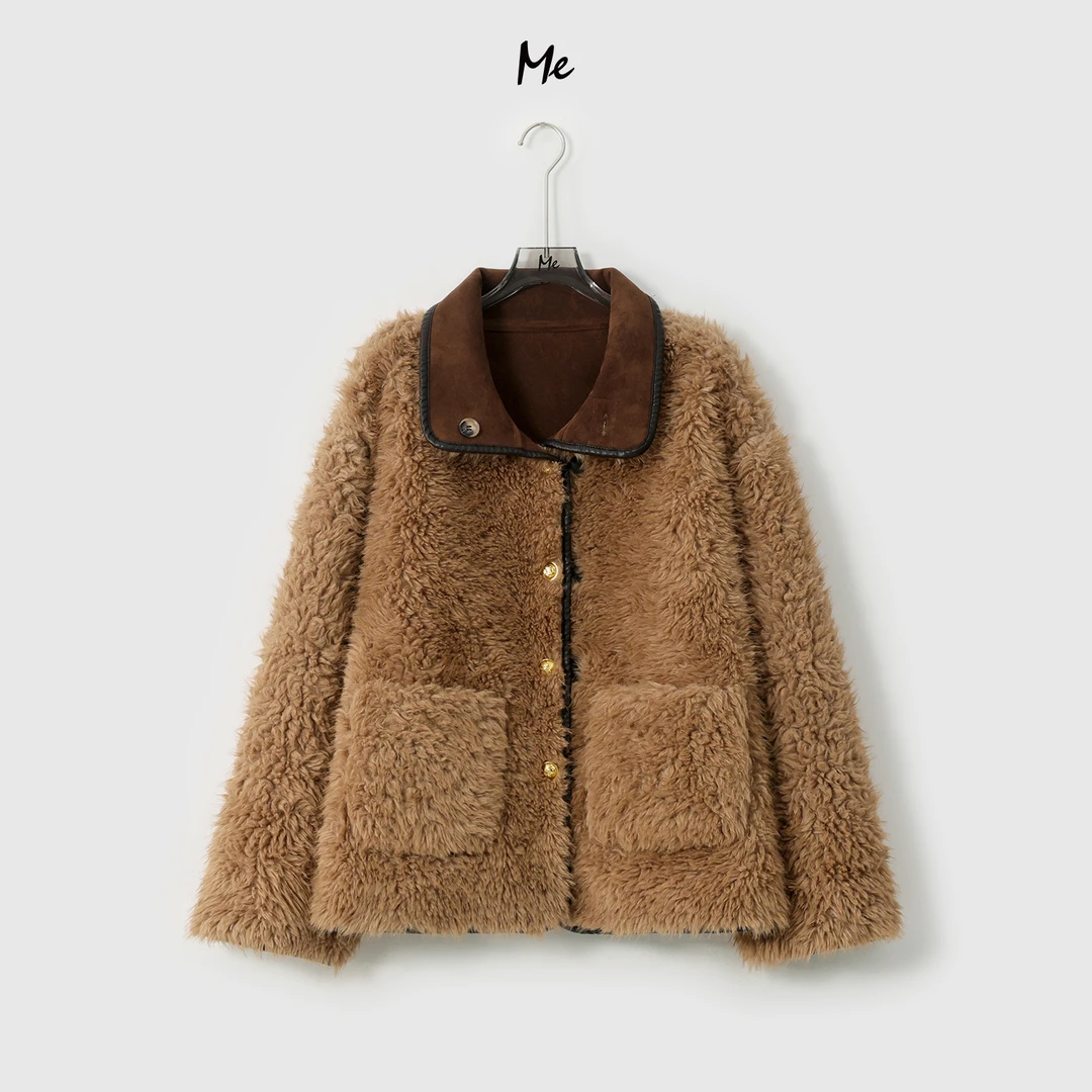 ME【糖炒栗子（双面穿）】丰盈毛感时尚百搭锁温保暖毛毛外套MESA4452