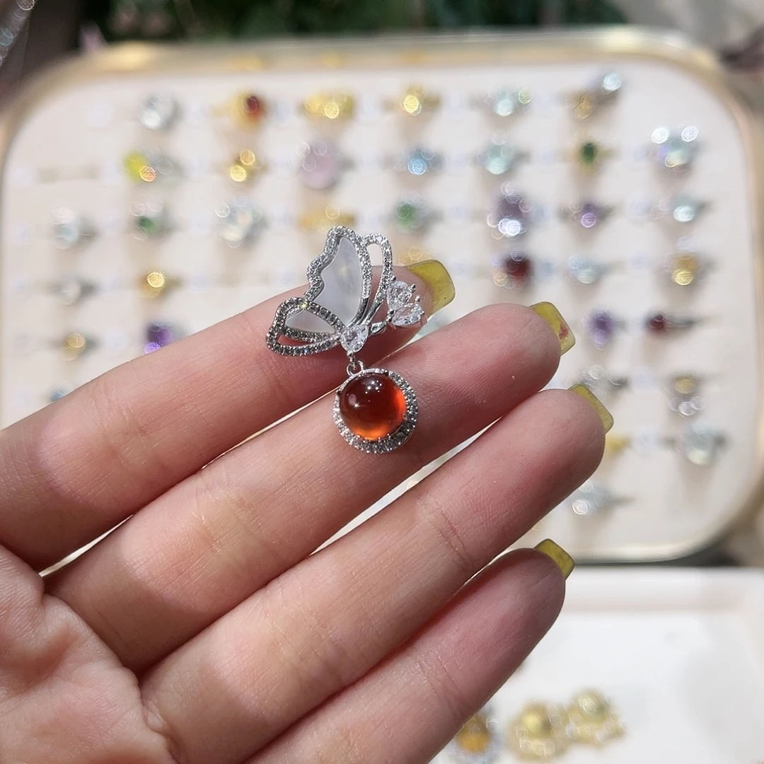 蛇纹石玉戒指银S925镶嵌