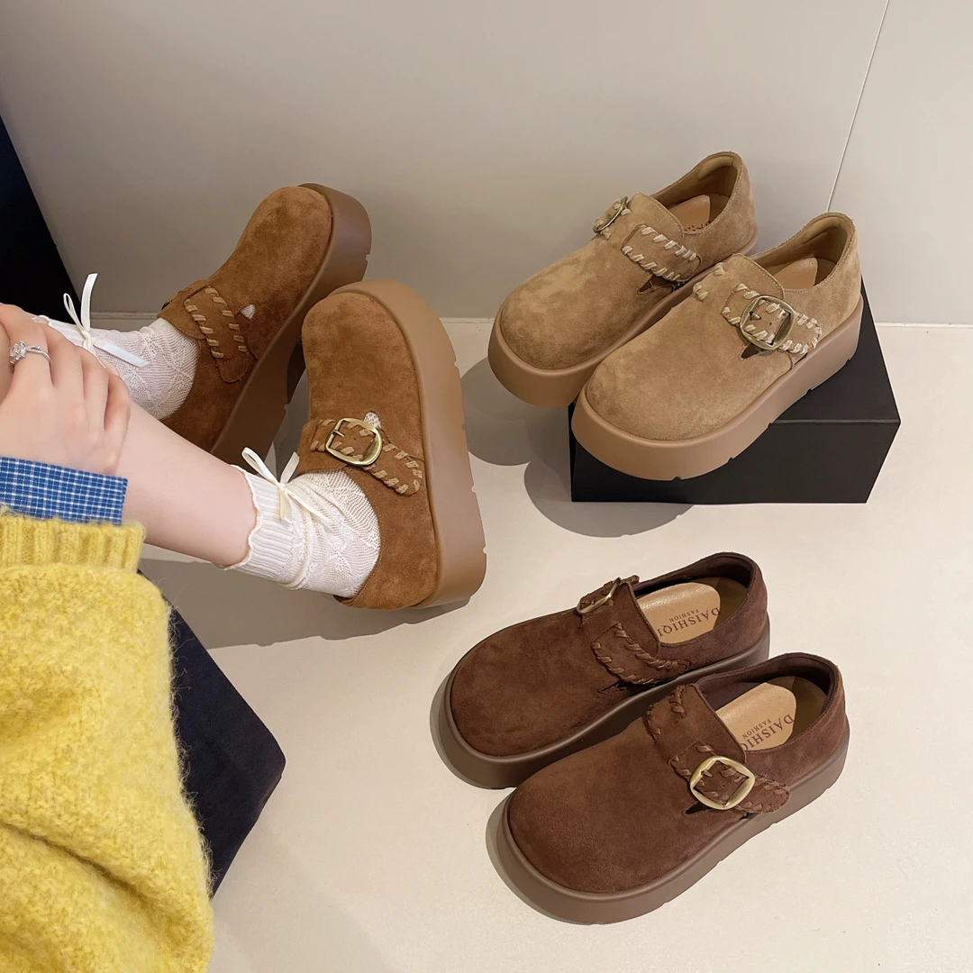 复古设计感厚底勃肯鞋2025新款秋季软底增高休闲百搭一脚蹬单鞋女