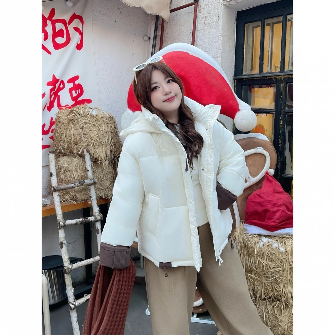 花契“事事如意”大码女装冬季简约200斤胖mm韩系俏皮棉服14135-C