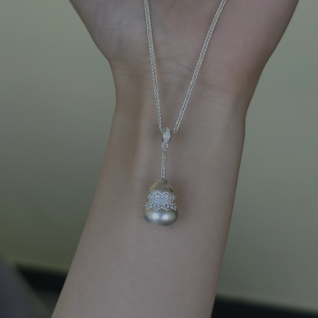 坠链均足银 新中式国风莲花葫芦内藏佛公小众设计感简约