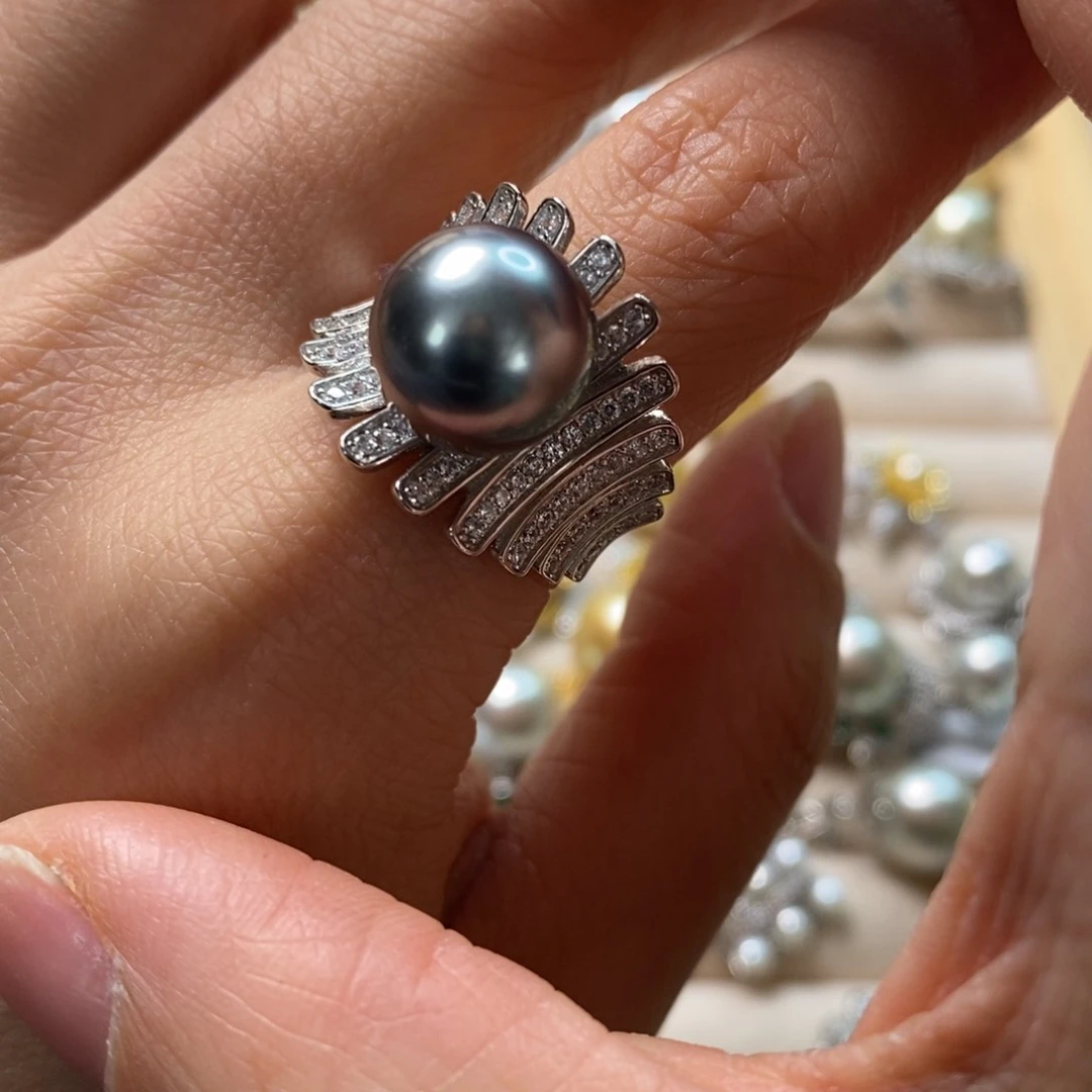 海水珍珠戒圈银S925镶嵌