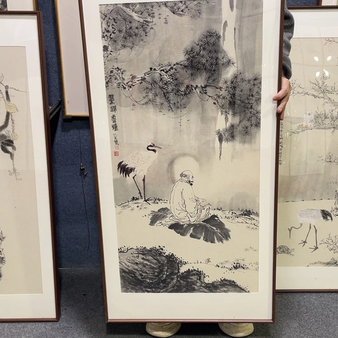 国画手绘画作品带框60/120