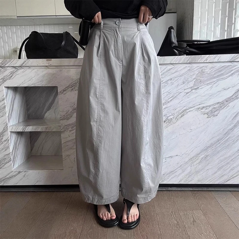 欧洲站2025夏季新款巨好穿的宽松休闲气球裤女韩系百搭显瘦直筒裤
