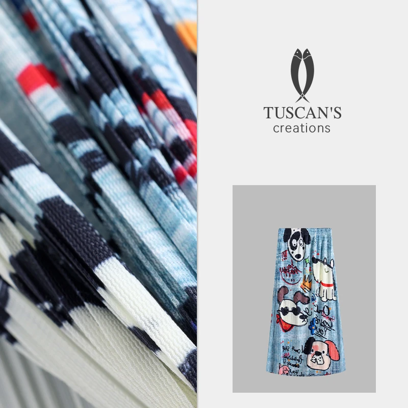 TUSCAN'S CREATIONS褶皱显瘦卡通梭织半裙女士通勤裙子时代双鱼