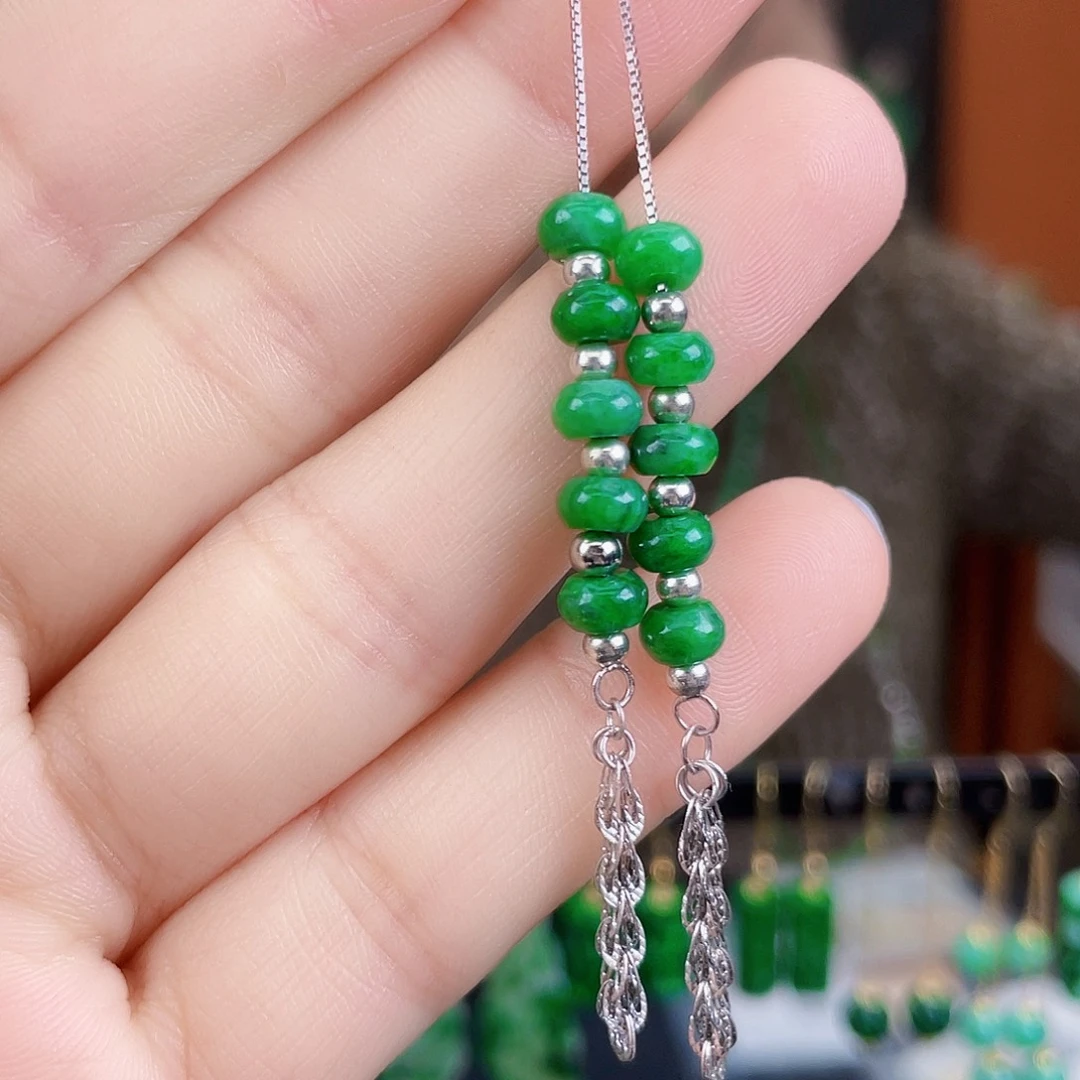 翡翠银S925镶嵌耳饰