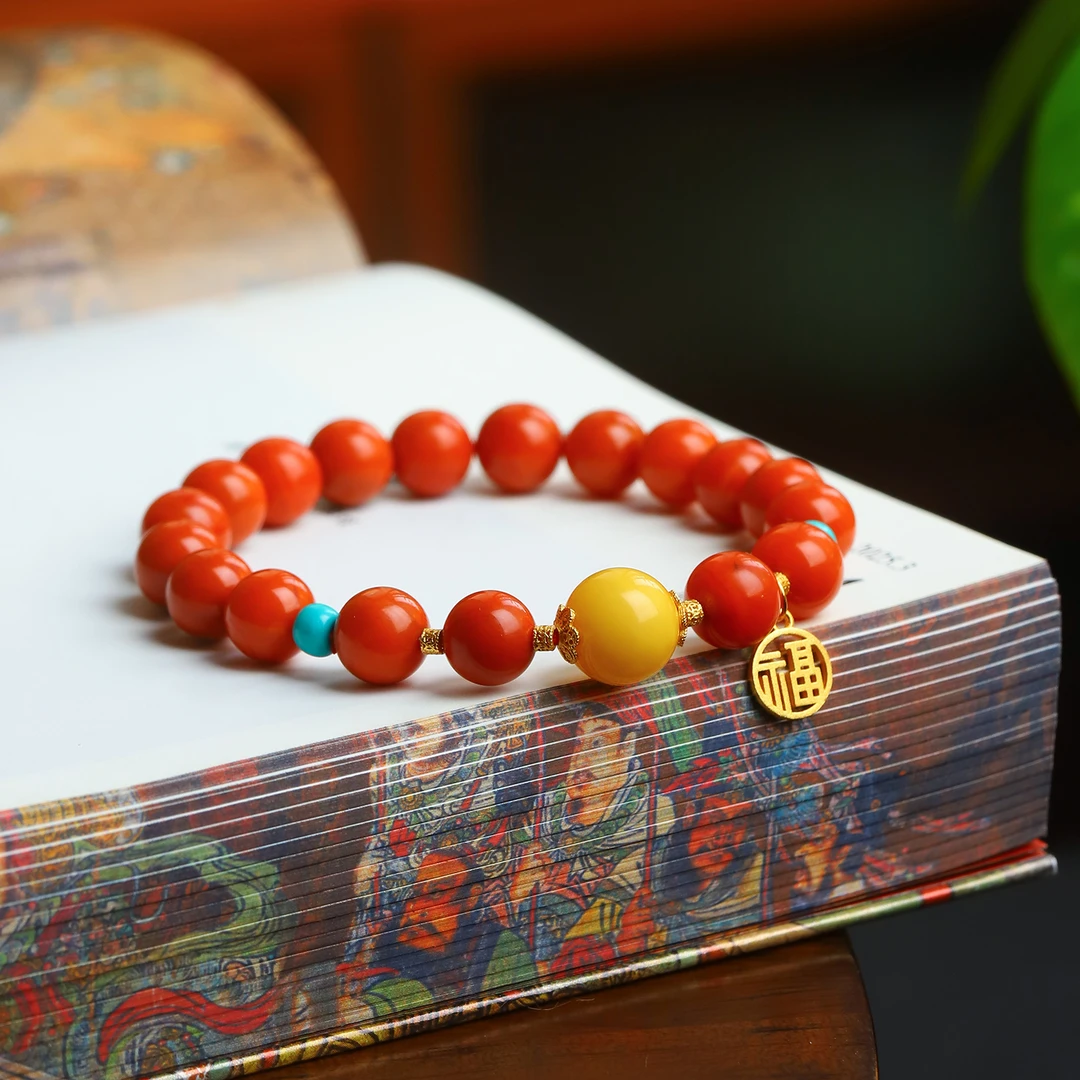 天然南红9MM圆珠单圈手串