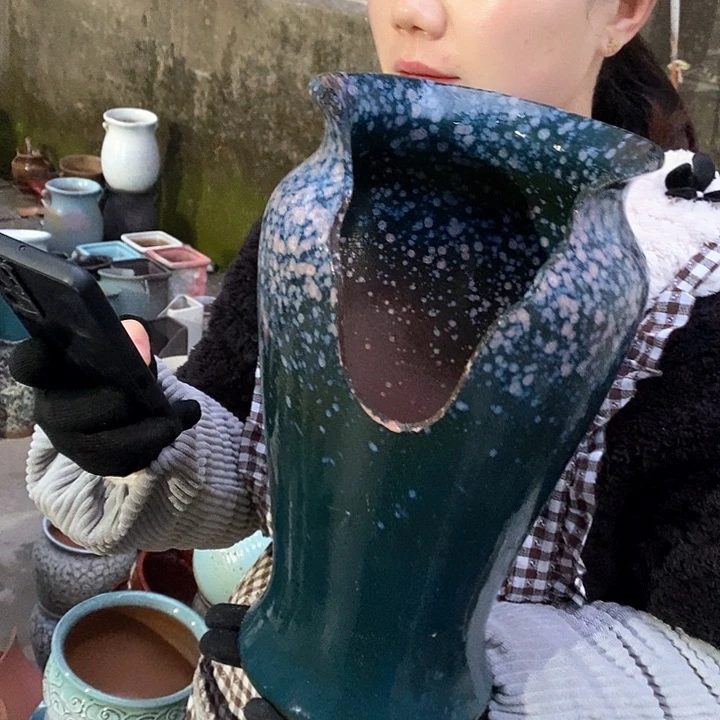 紫砂花盆瑕疵口16高30瑕疵