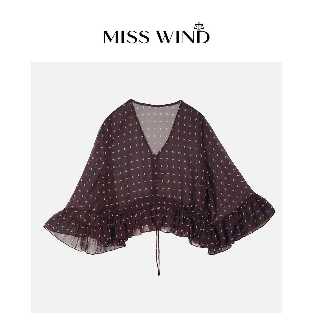 单排多扣薄款衬衫时尚波点长袖中长款夏季 L00306