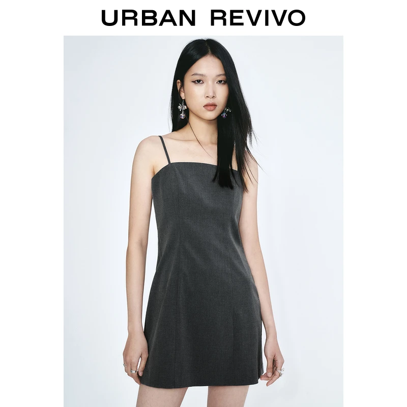 UR2025春季新款女装格雷系简约气质吊带连衣裙UYY750046