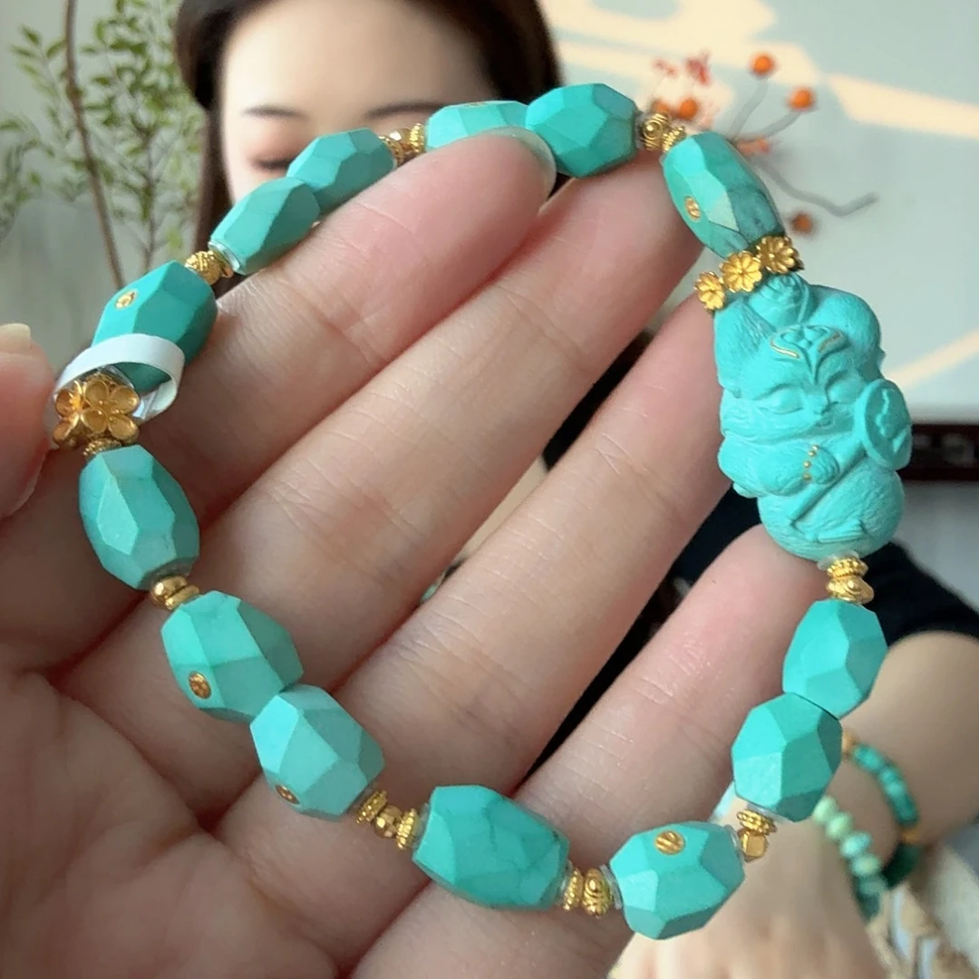 绿松石18K金镶嵌珠宝奇石