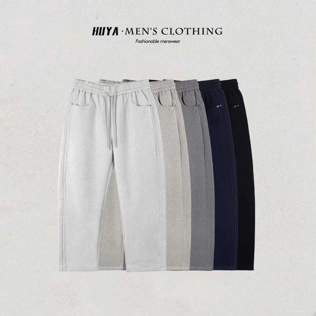 【达人专属】秋牛仔卫裤设计感针织牛仔色磨毛休闲裤弯刀裤25-8136