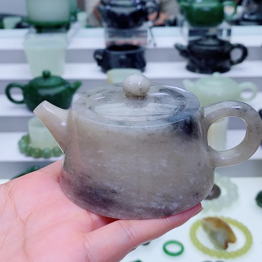 和田玉未镶嵌摆件茶壶