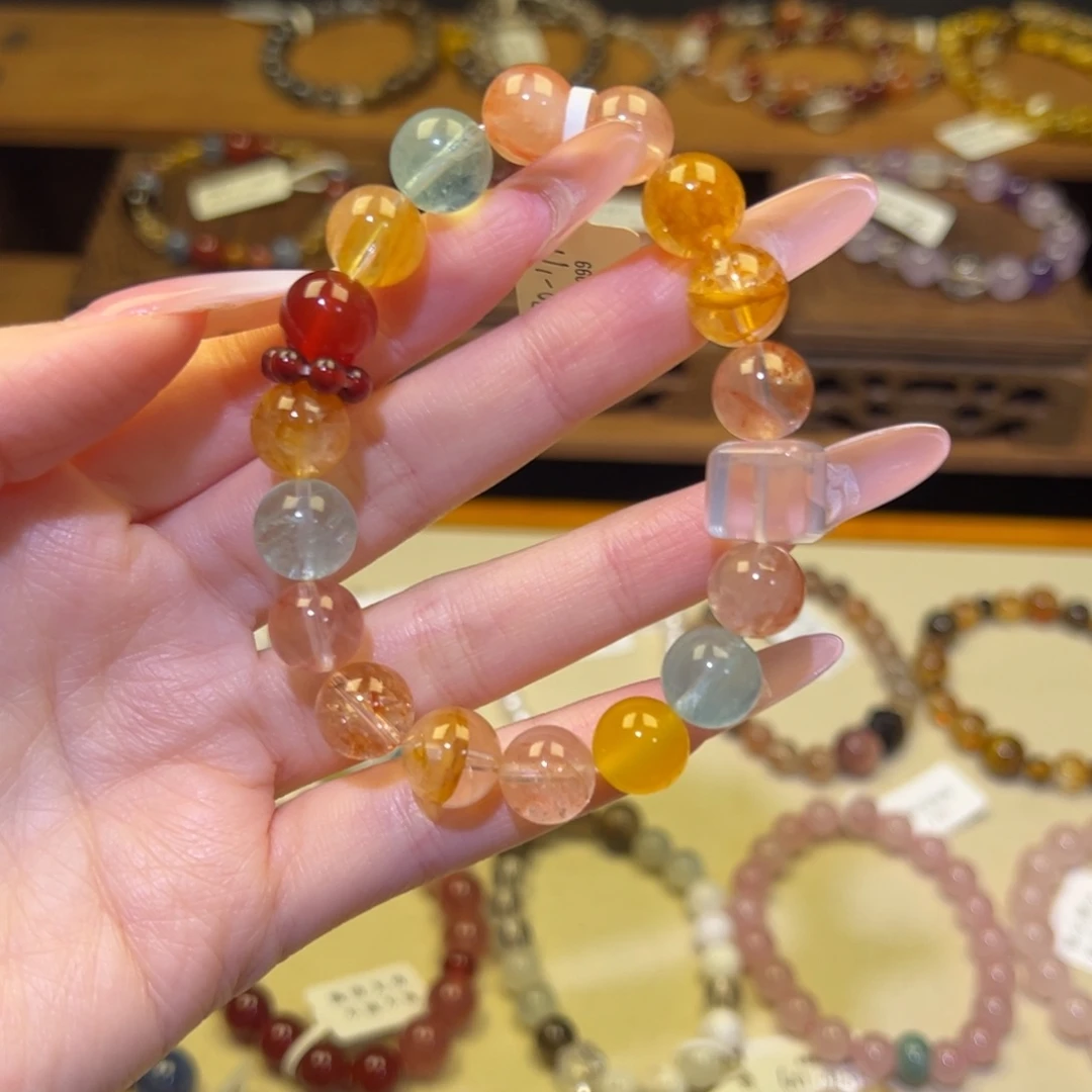 手串水晶银S925镀金镶嵌多宝1570