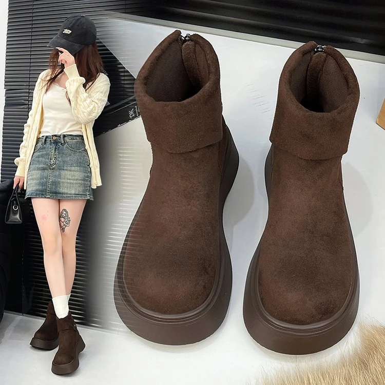 雪地靴女2025冬季新款棉鞋加绒勃肯鞋流行增高短靴厚底女鞋百搭