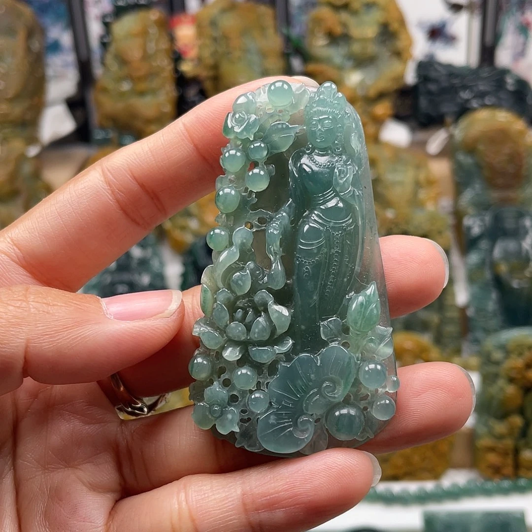 翡翠未镶嵌颈饰天然翡翠a货观音