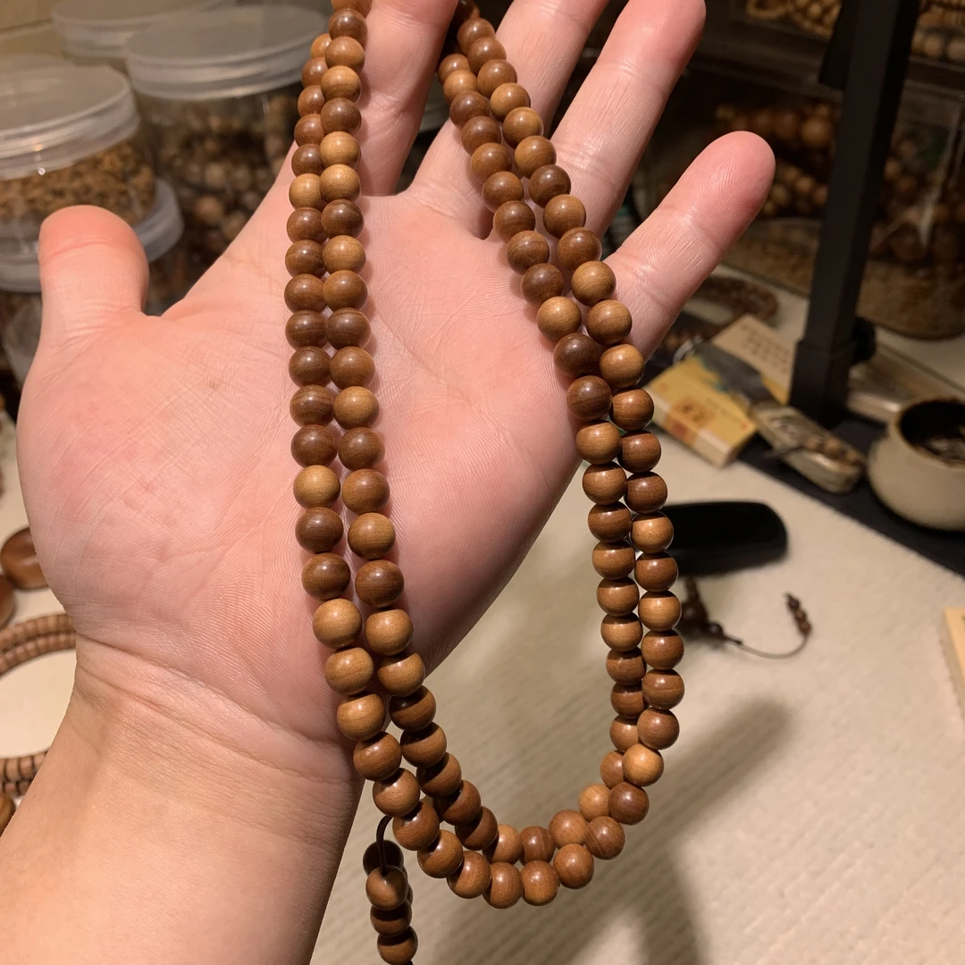 （焦糖玛奇朵）正宗印度迈索尔正区老山檀香老料0.8✖️108横纹手链