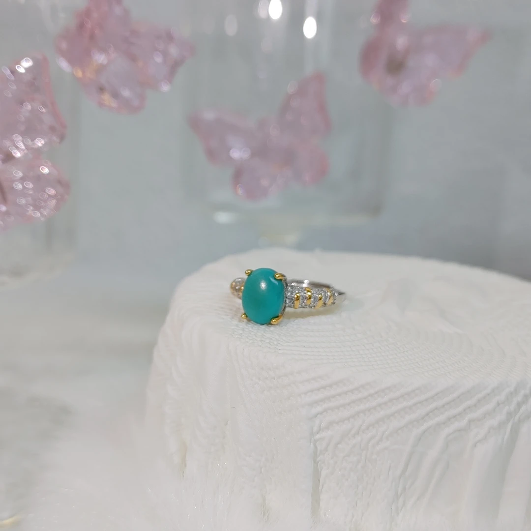 原矿松石S925银戒指