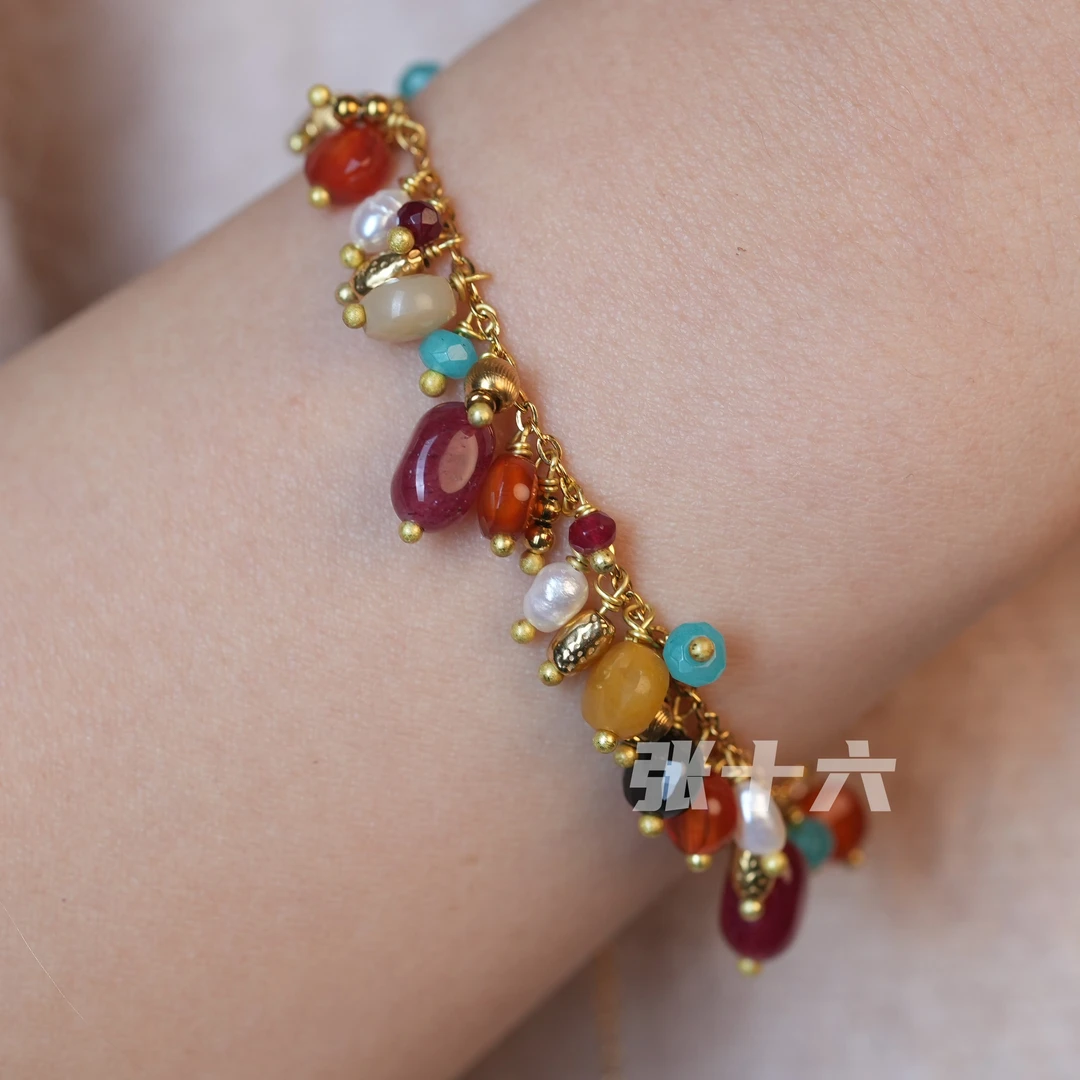 铜合金手链 [七彩手链]手工气质轻奢时尚百搭复古简约可调节ins